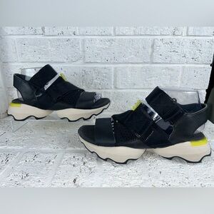 Sorel Sandals Womens 8 Black Kinetic Impact Ankle Strappy Platform NL4074-010